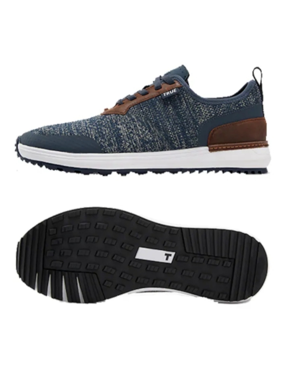 TRUE Linkswear LUX Knit Golf Shoes in Heathered Navy & Brown Size 11